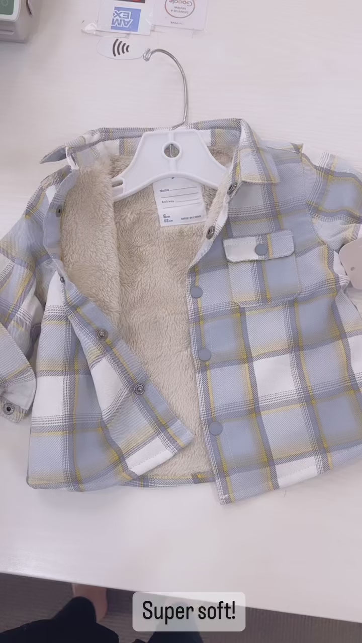 Mayoral Boys Plaid Zip-Up  Light Blue Jacket