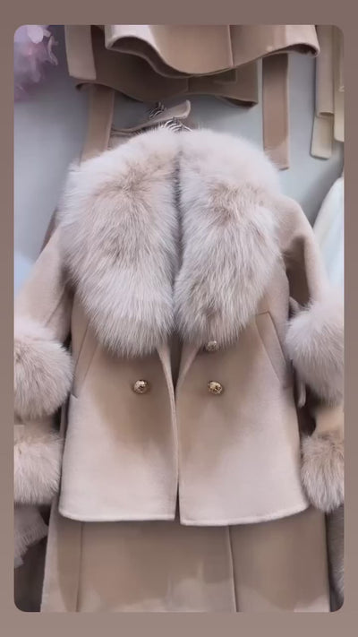 Beige Wool Fur Coat