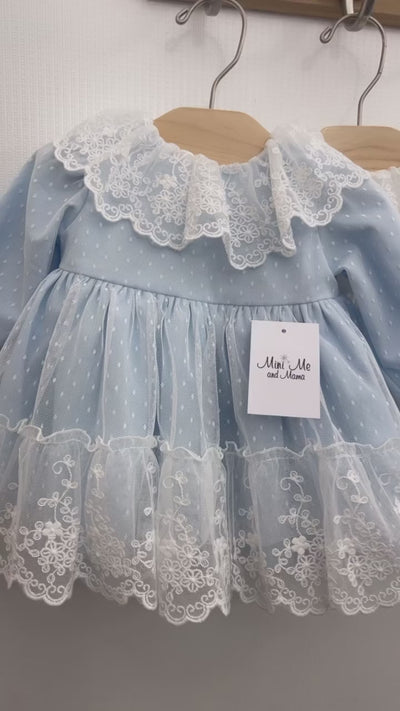 Whimsical Lace Elegance Light Blue Dress