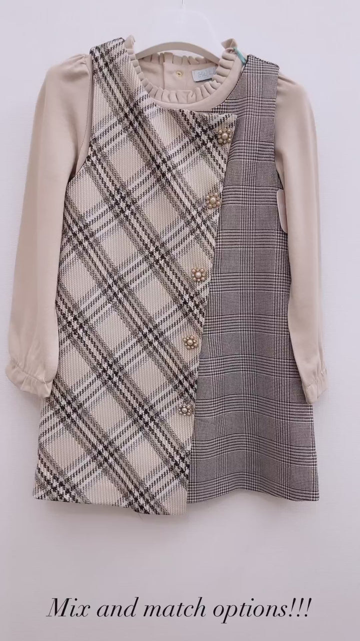 slim fit dress slacks Plaid Pinafore Dress  MINI ME AND MAMA