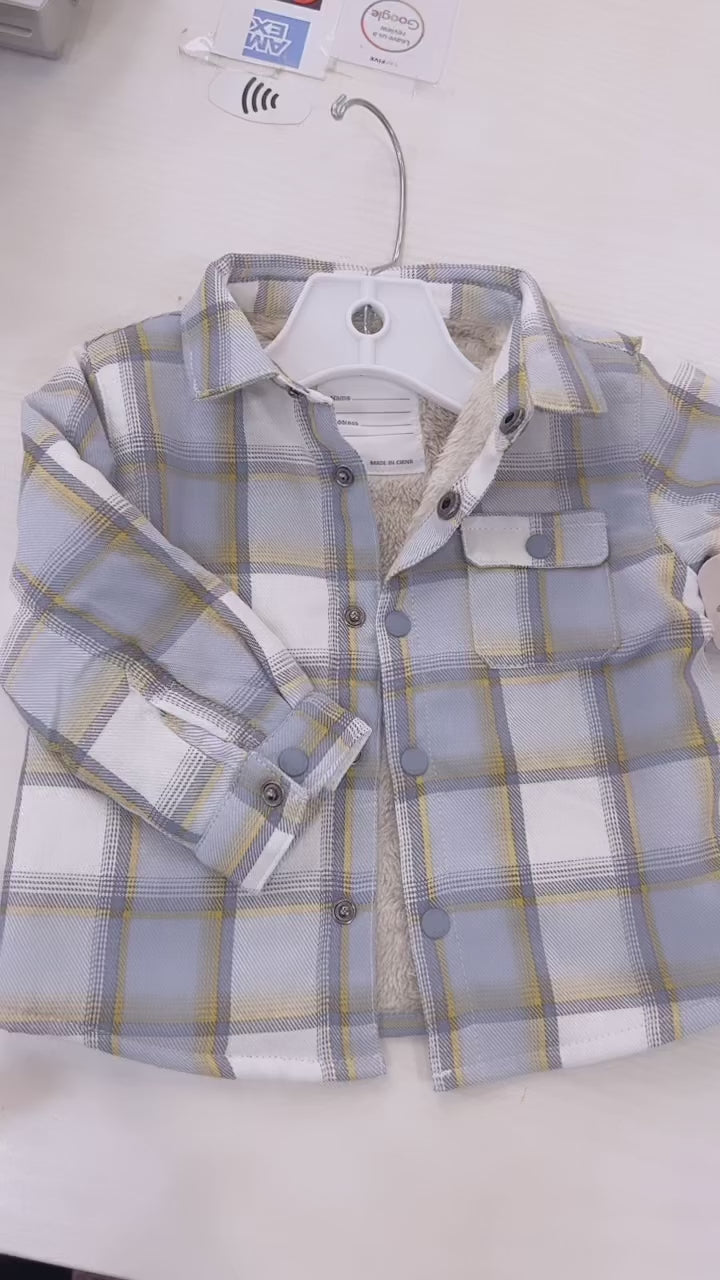 Mayoral Boys Plaid Zip-Up  Light Blue Jacket