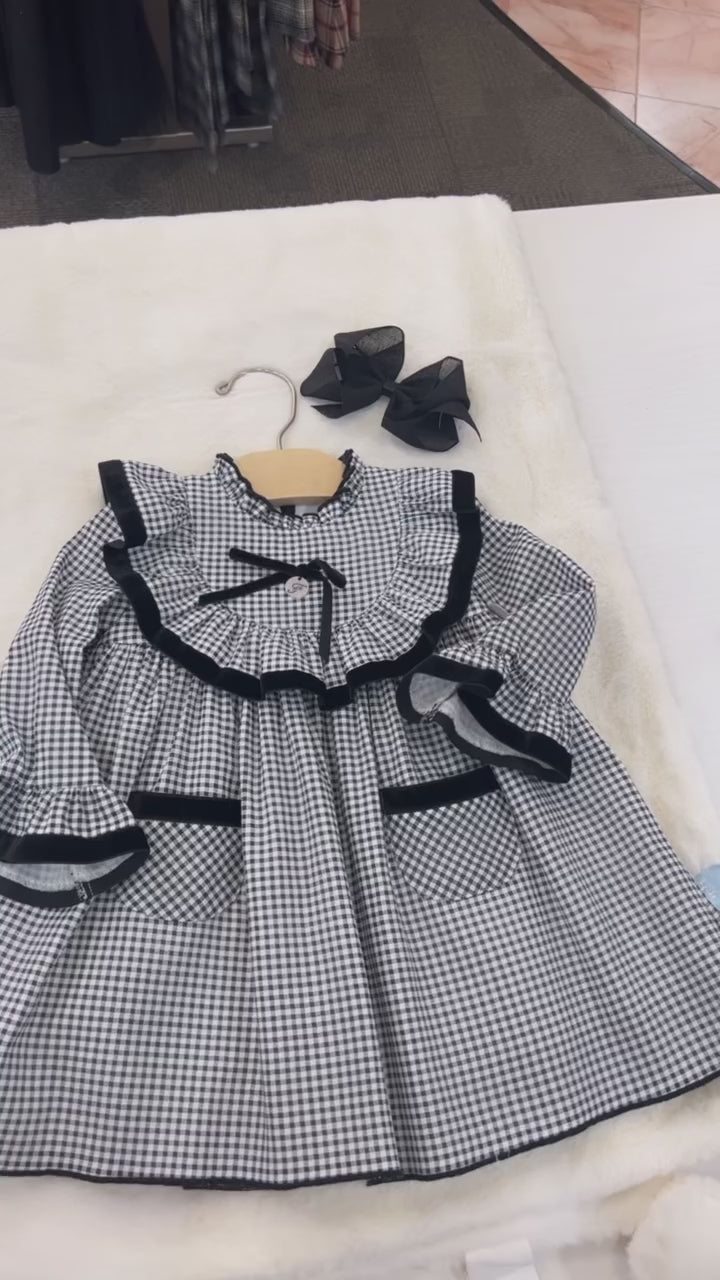 Classic Houndstooth Ruffle Dress