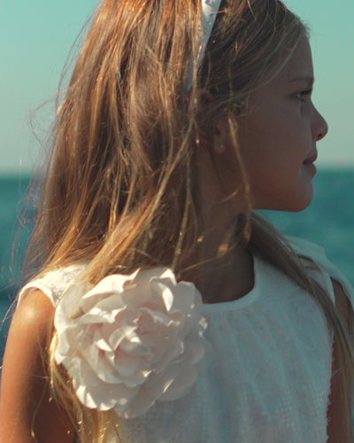 Girls' 2-piece White Dress Top and Organza Skirt by Monnalisa Italy
