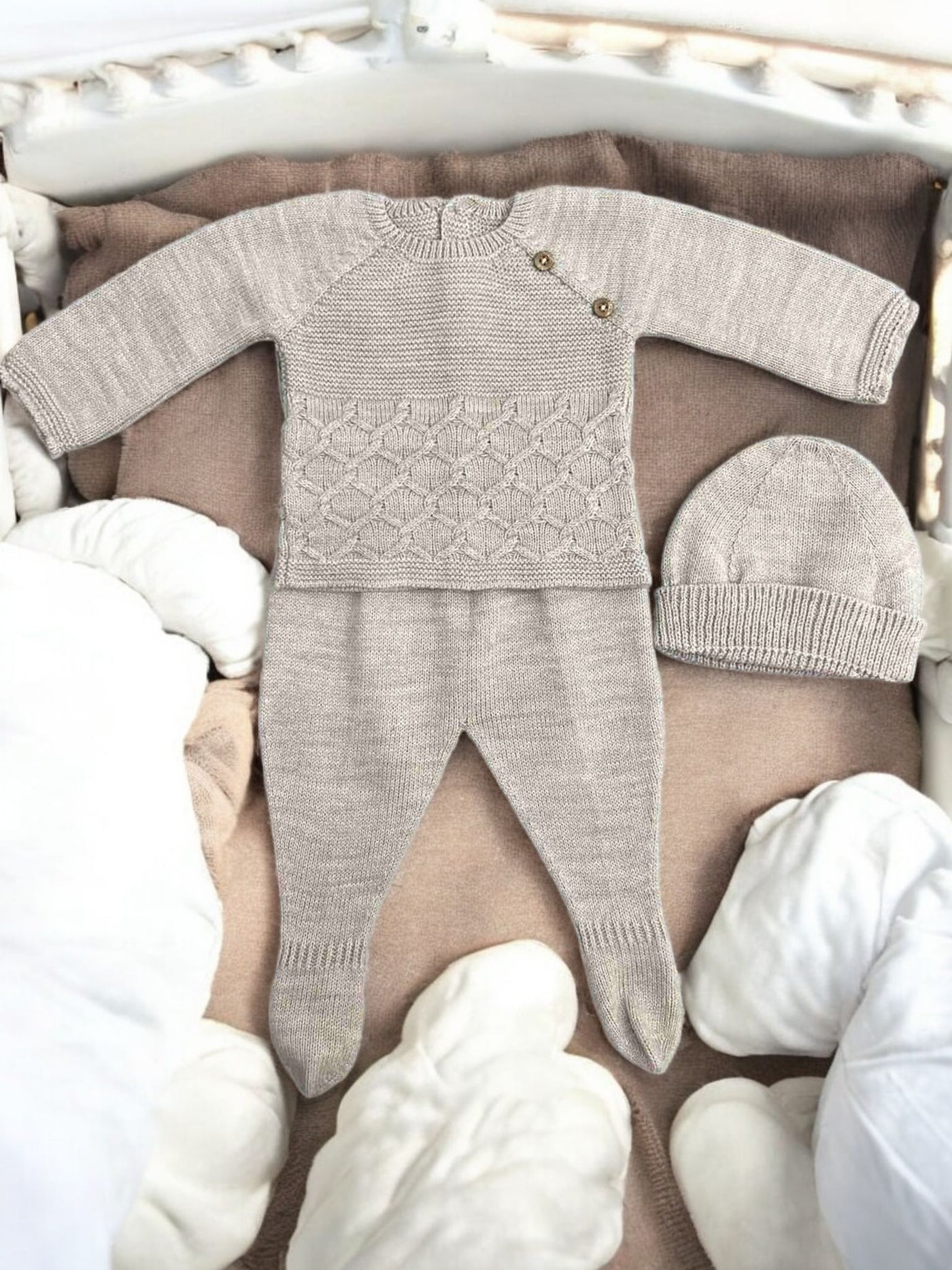 3-Piece Knit Set in Beige Color