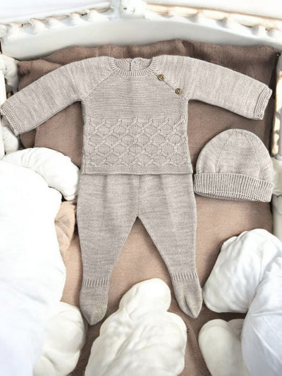 3-Piece Knit Set in Beige Color