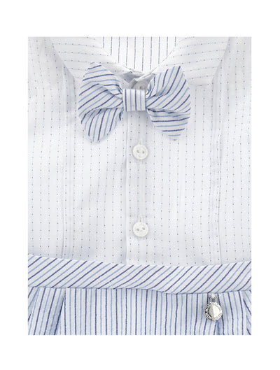Cotton Striped Jumpsuit with a Bow Tie for Newborn Boys by Monnalisa