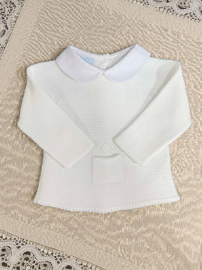 Baby Boy's Eropean Knitted Ivory 2-Piece Set