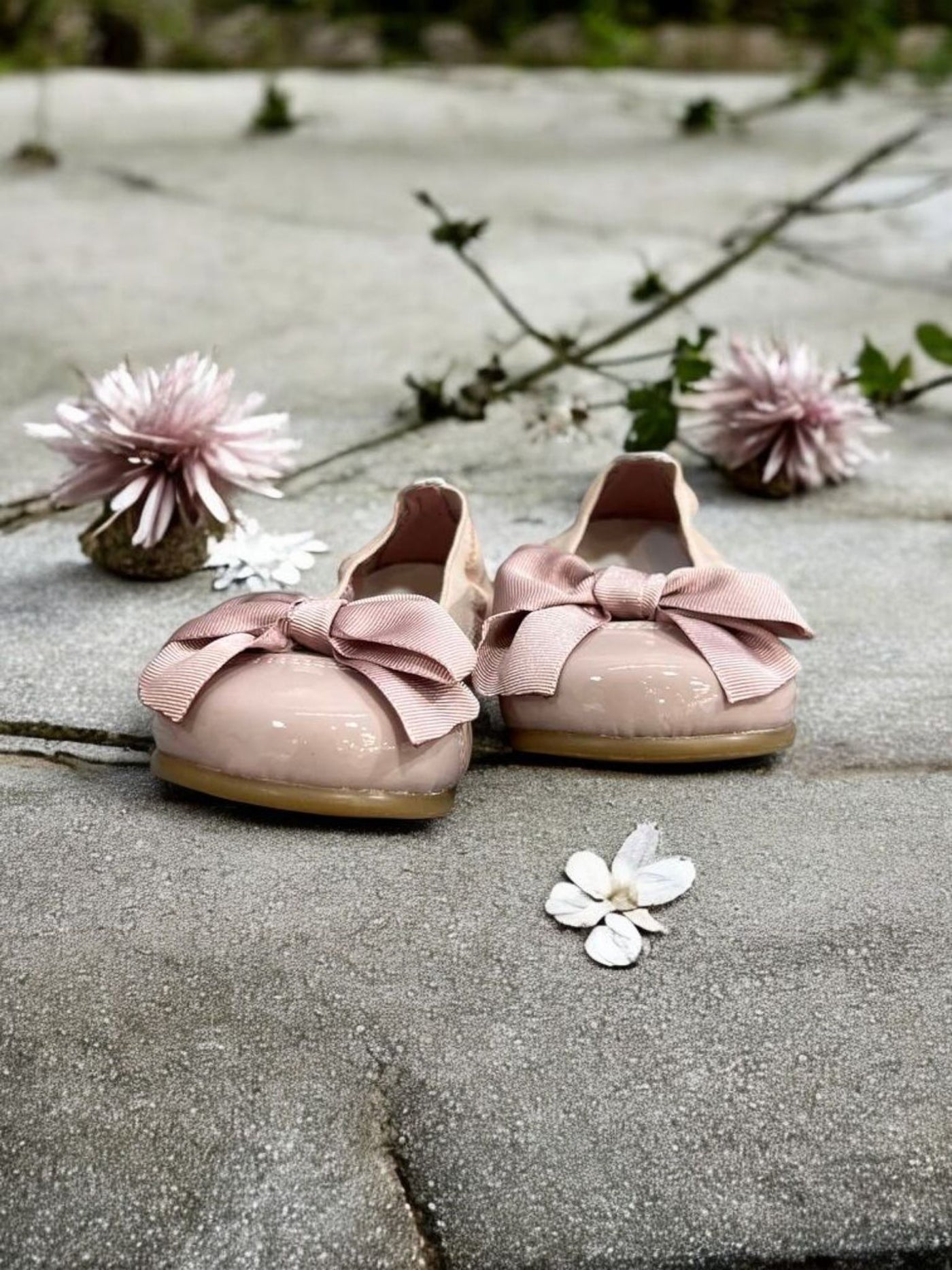 Mini Me Girls Bow Ballet Dusty Pink Flats