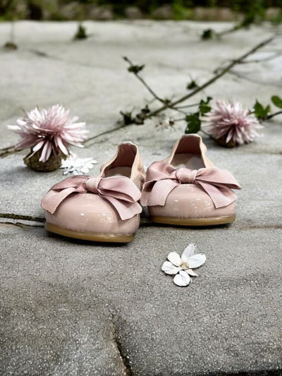Mini Me Girls Bow Ballet Dusty Pink Flats