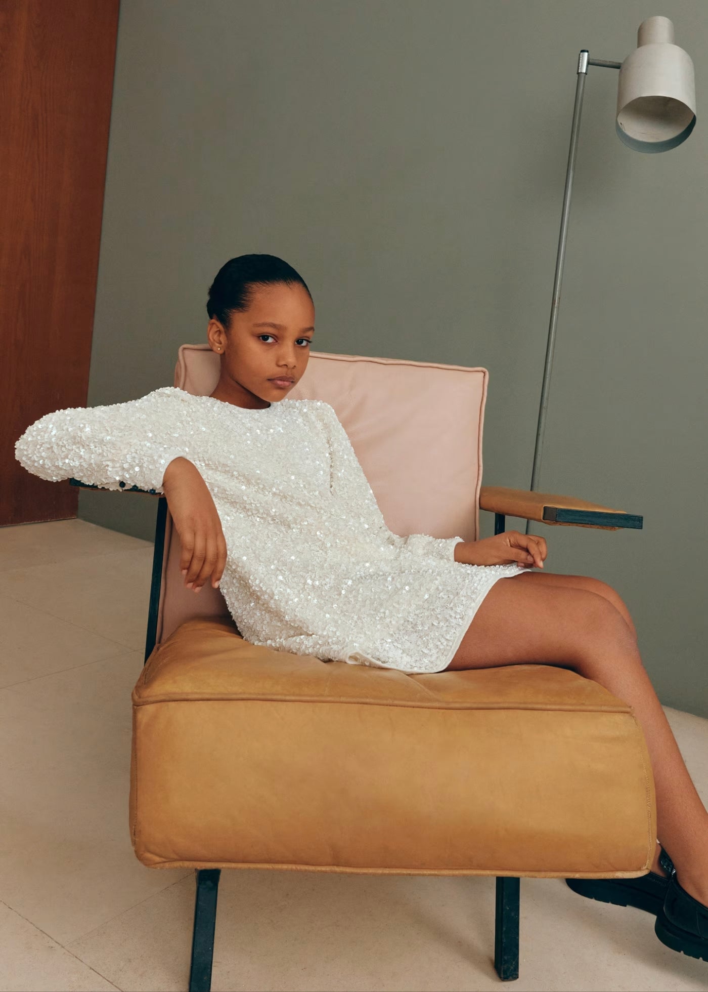 Cream A-Line Sequin Dress by Abel and Lula