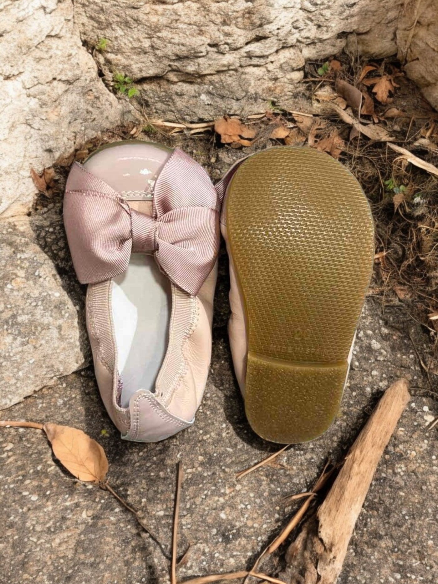 Mini Me Girls Bow Ballet Dusty Pink Flats