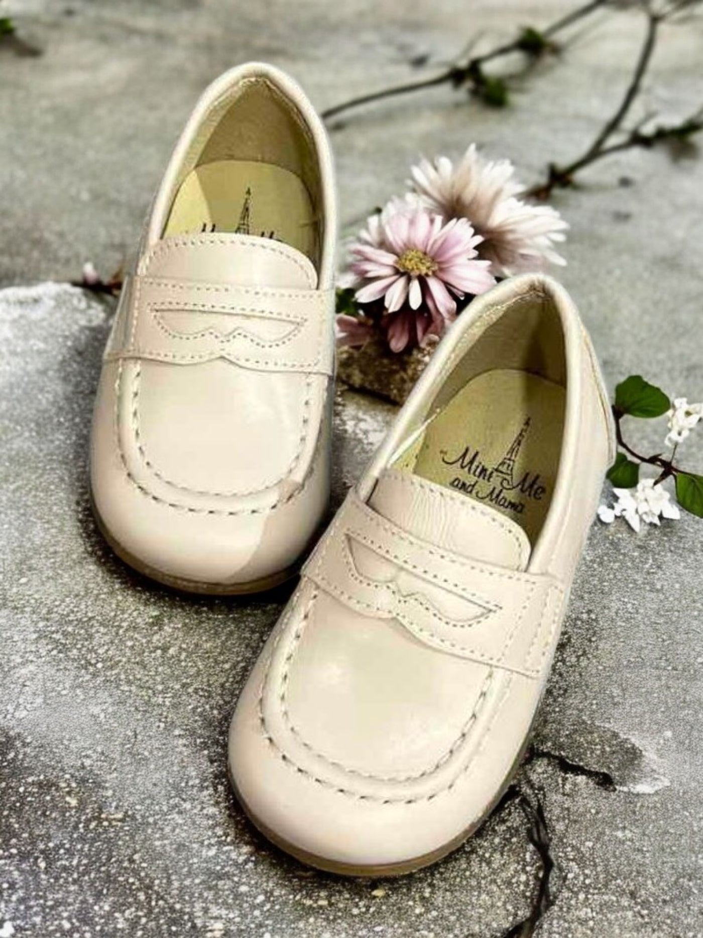 Mini Me Boys Light Beige Leather Dress Shoes