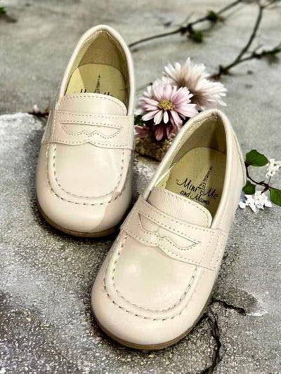 Mini Me Boys Light Beige Leather Dress Shoes