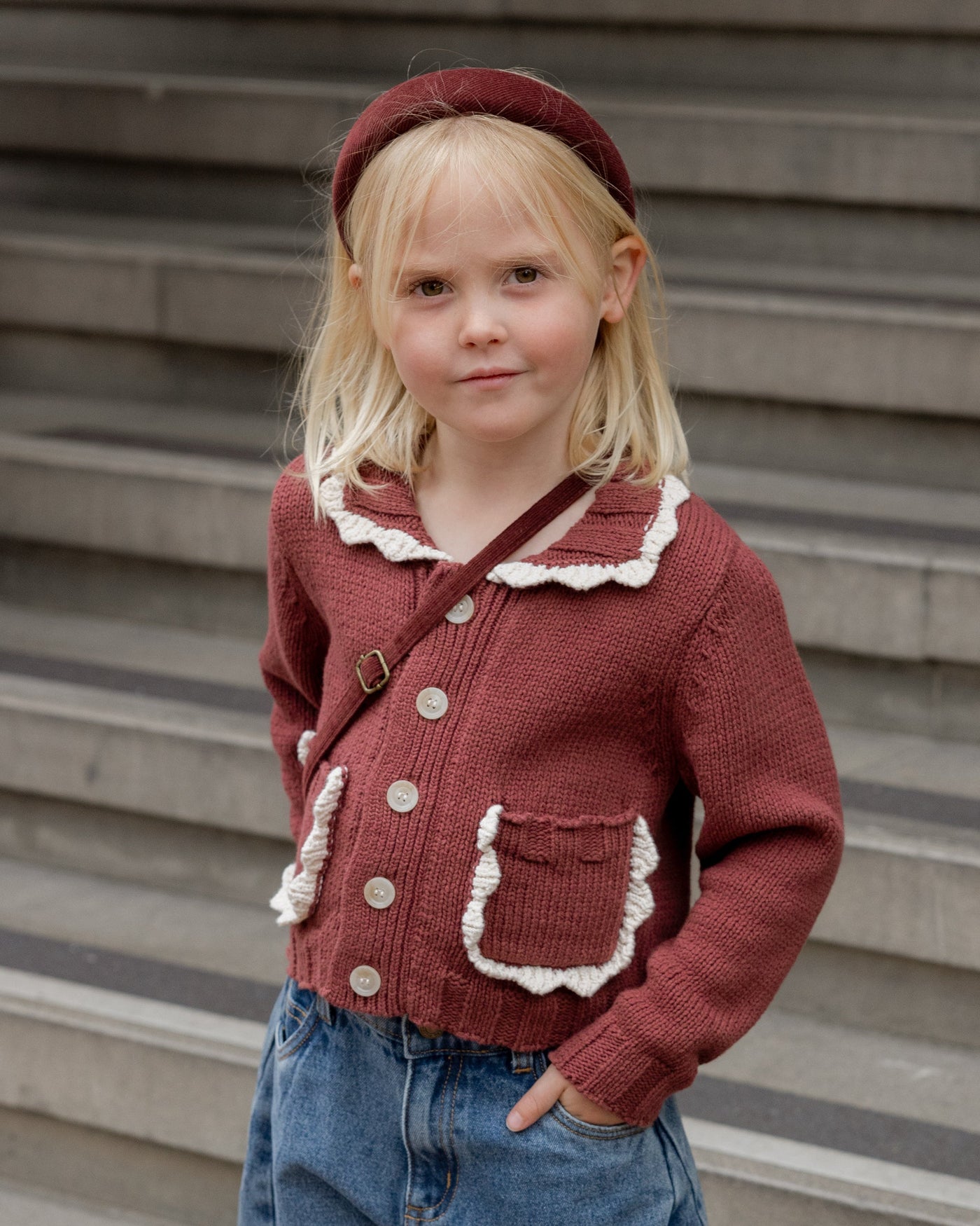 Girls Collared Cardigan by Rylee and Cru