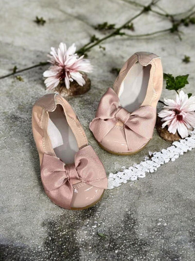 Mini Me Girls Bow Ballet Dusty Pink Flats