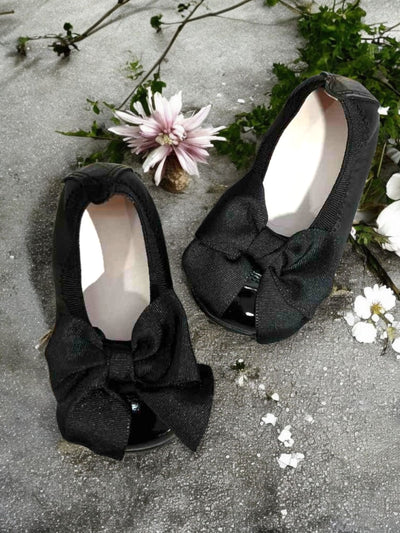 Mini Me Girls Bow Ballet Black Flats