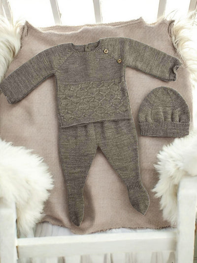 3-Piece Knit Set in Dark Brown Color