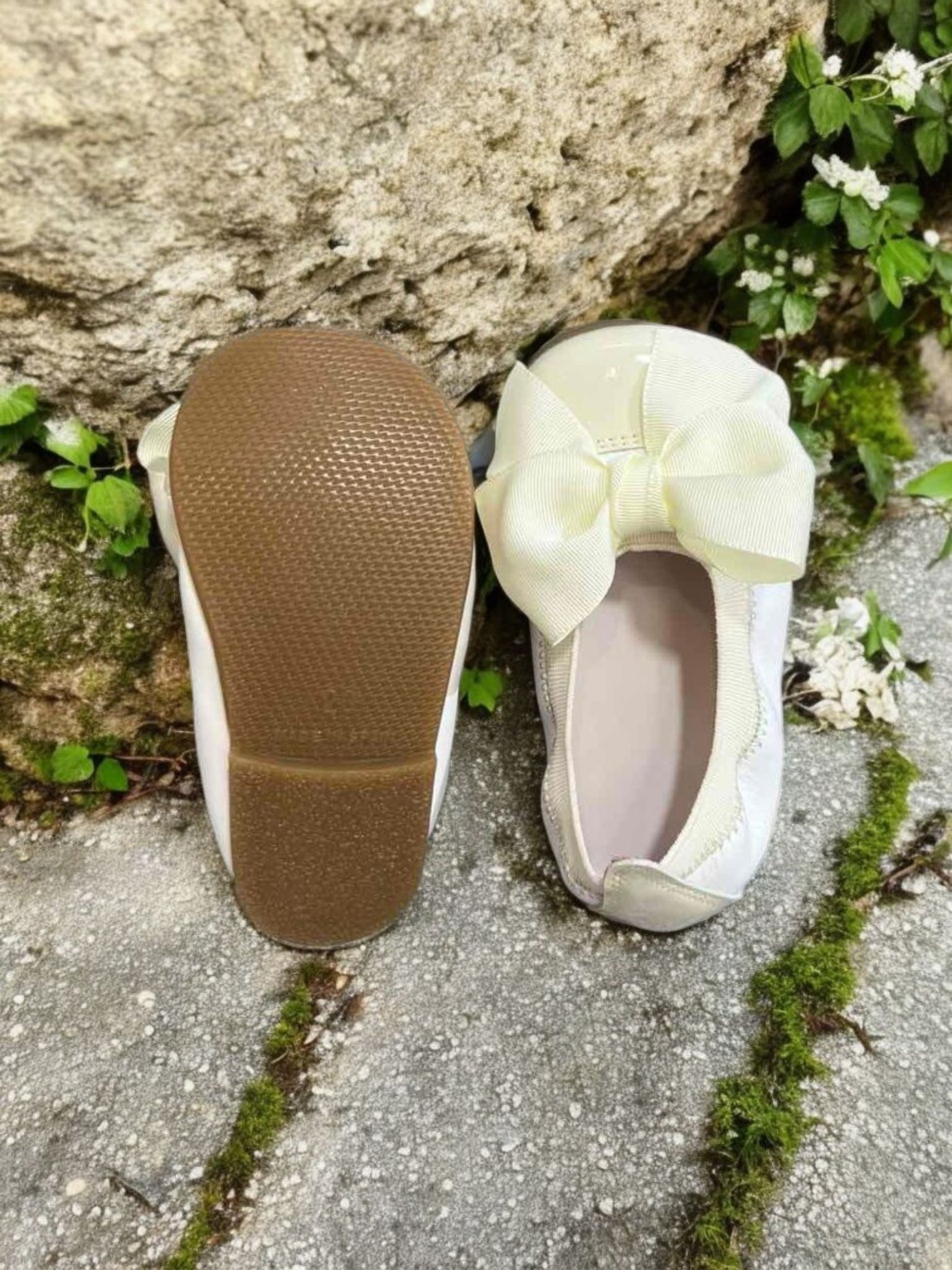 Mini Me Girls Bow Ballet Ivory Flats