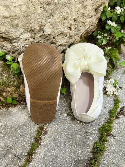 Mini Me Girls Bow Ballet Ivory Flats