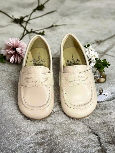 Mini Me Boys Light Beige Leather Dress Shoes