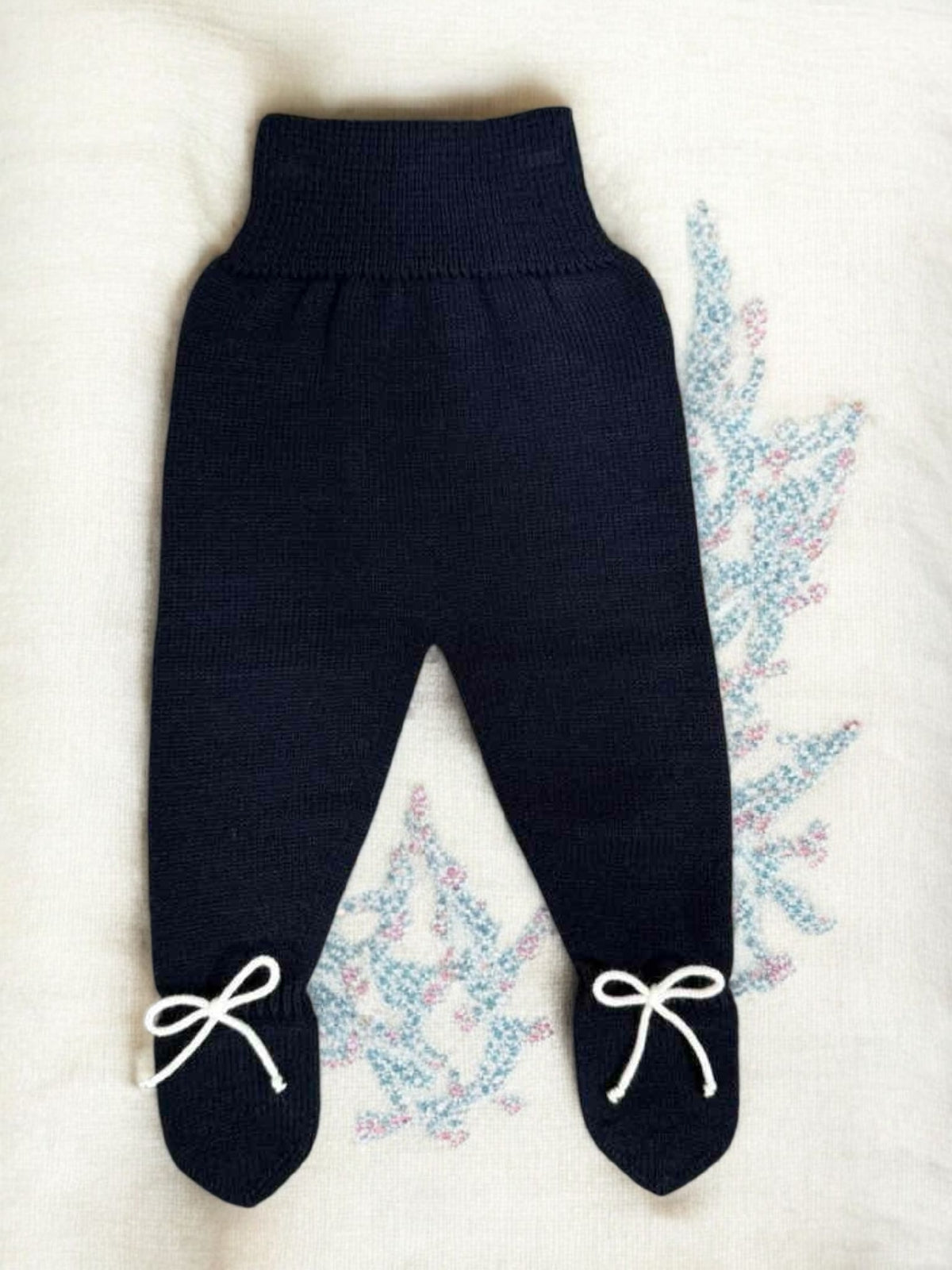 Baby Knitted Navy and White 2-Piece Set