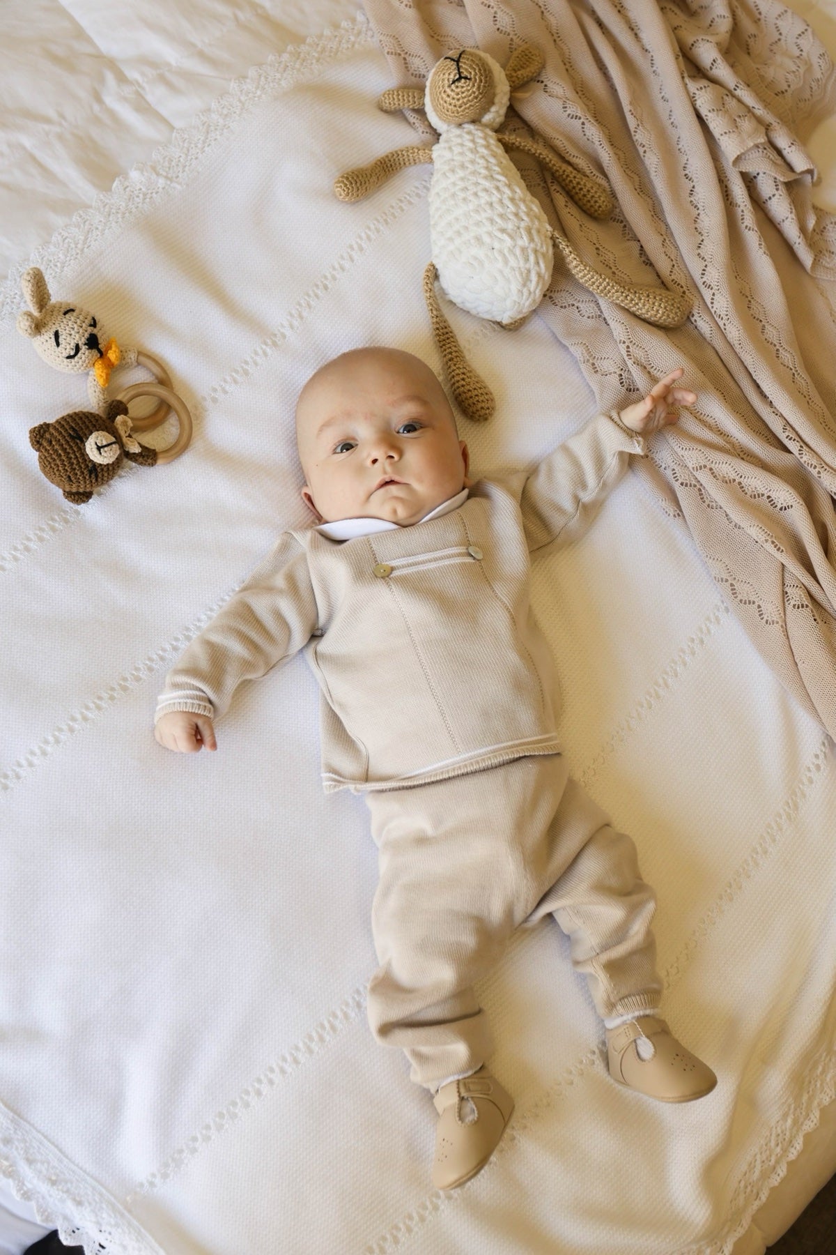 Baby Boy's Knitted Light Beige 2-Piece Set