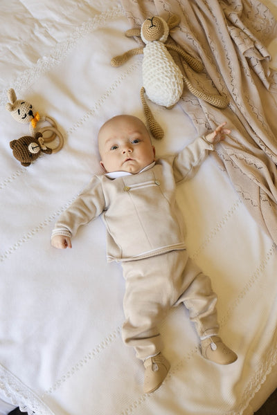 Baby Boy's Knitted Light Beige 2-Piece Set