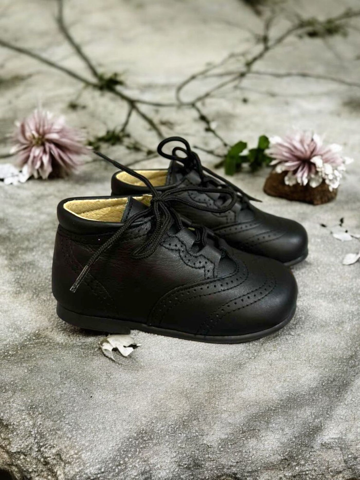 Mini Me Boys Black Leather Dress Shoes