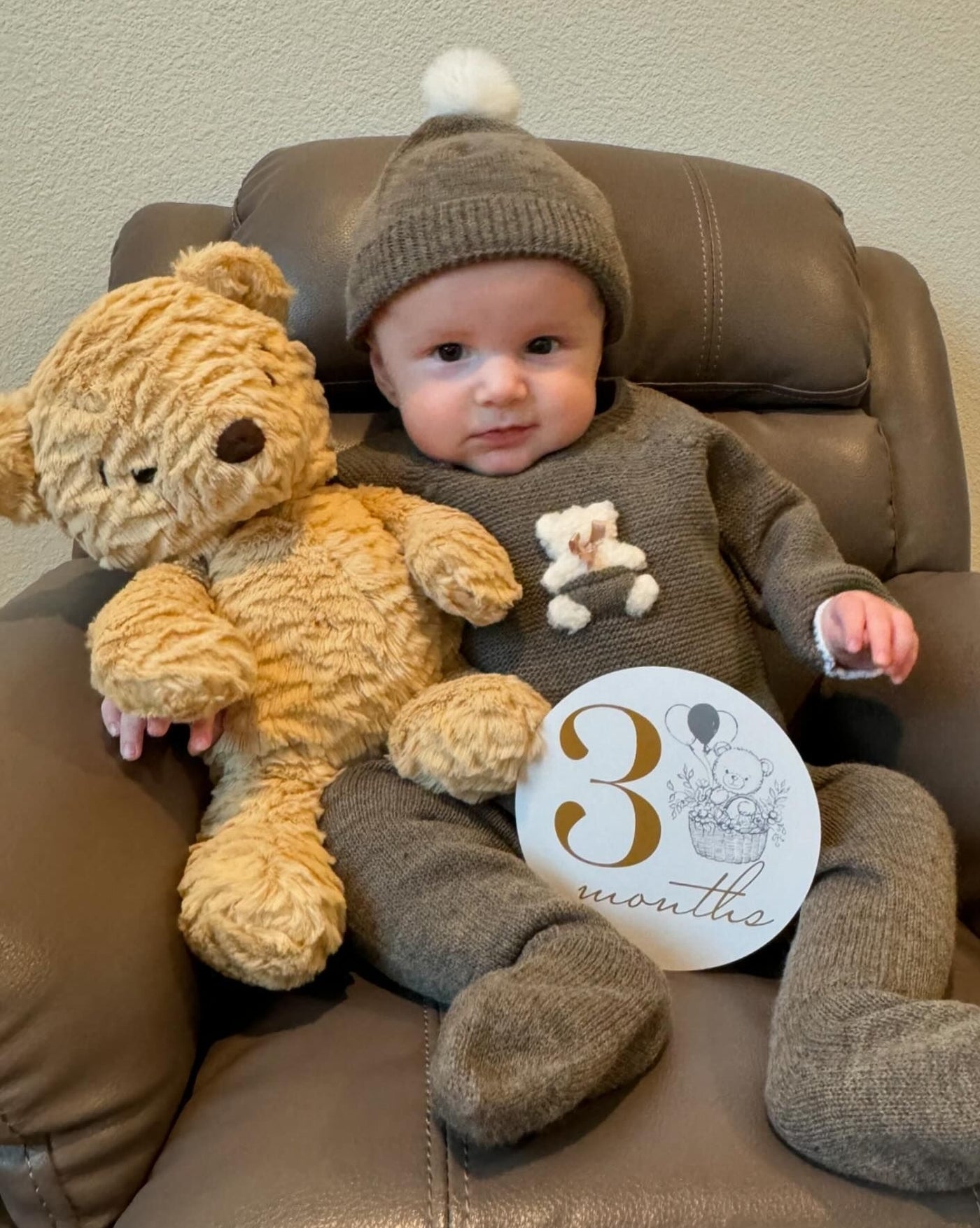 Teddy Bear Snuggle Brown 3-piece Set