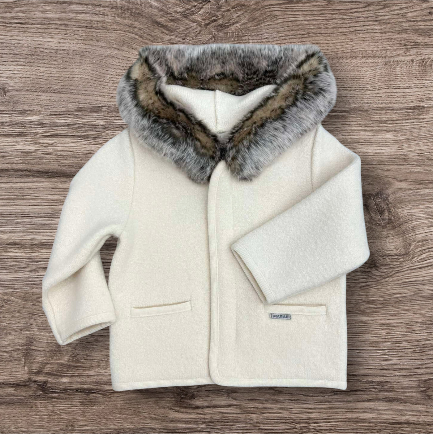 Marae Kids Ivory Fur Coat Luxurious Elegance