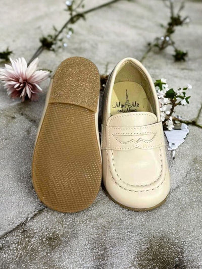 Mini Me Boys Light Beige Leather Dress Shoes
