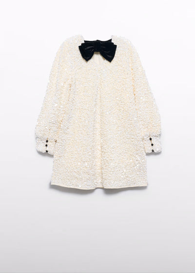 Cream A-Line Sequin Dress by Abel and Lula