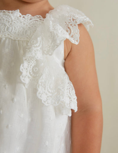 ABEL & LULA Baby Girls White Embroidered Dress