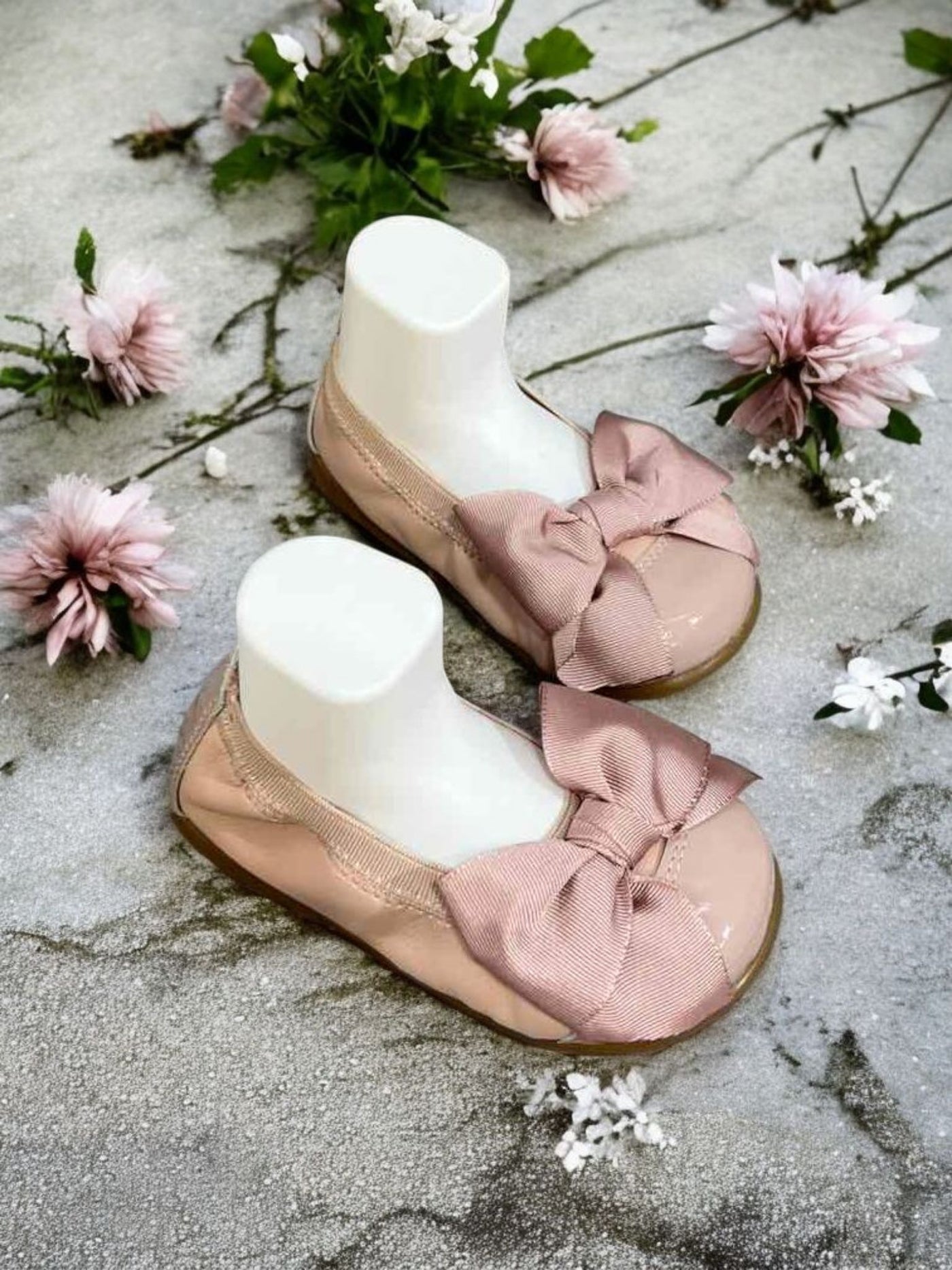 Mini Me Girls Bow Ballet Dusty Pink Flats