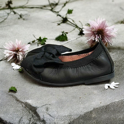 Mini Me Girls Bow Ballet Black Flats