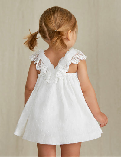 ABEL & LULA Baby Girls White Embroidered Dress