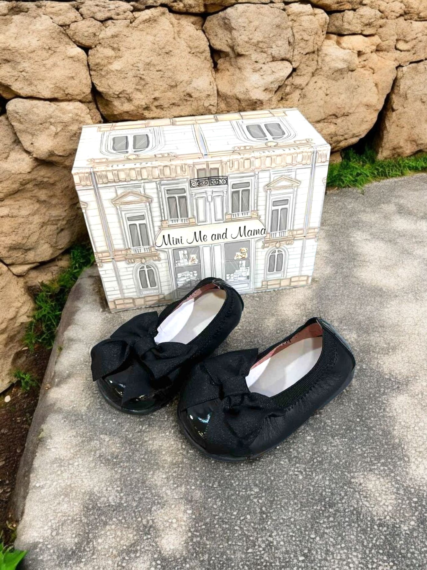 Mini Me Girls Bow Ballet Black Flats