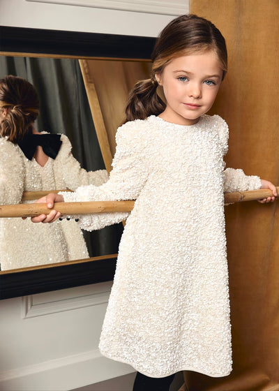Cream A-Line Sequin Dress by Abel and Lula