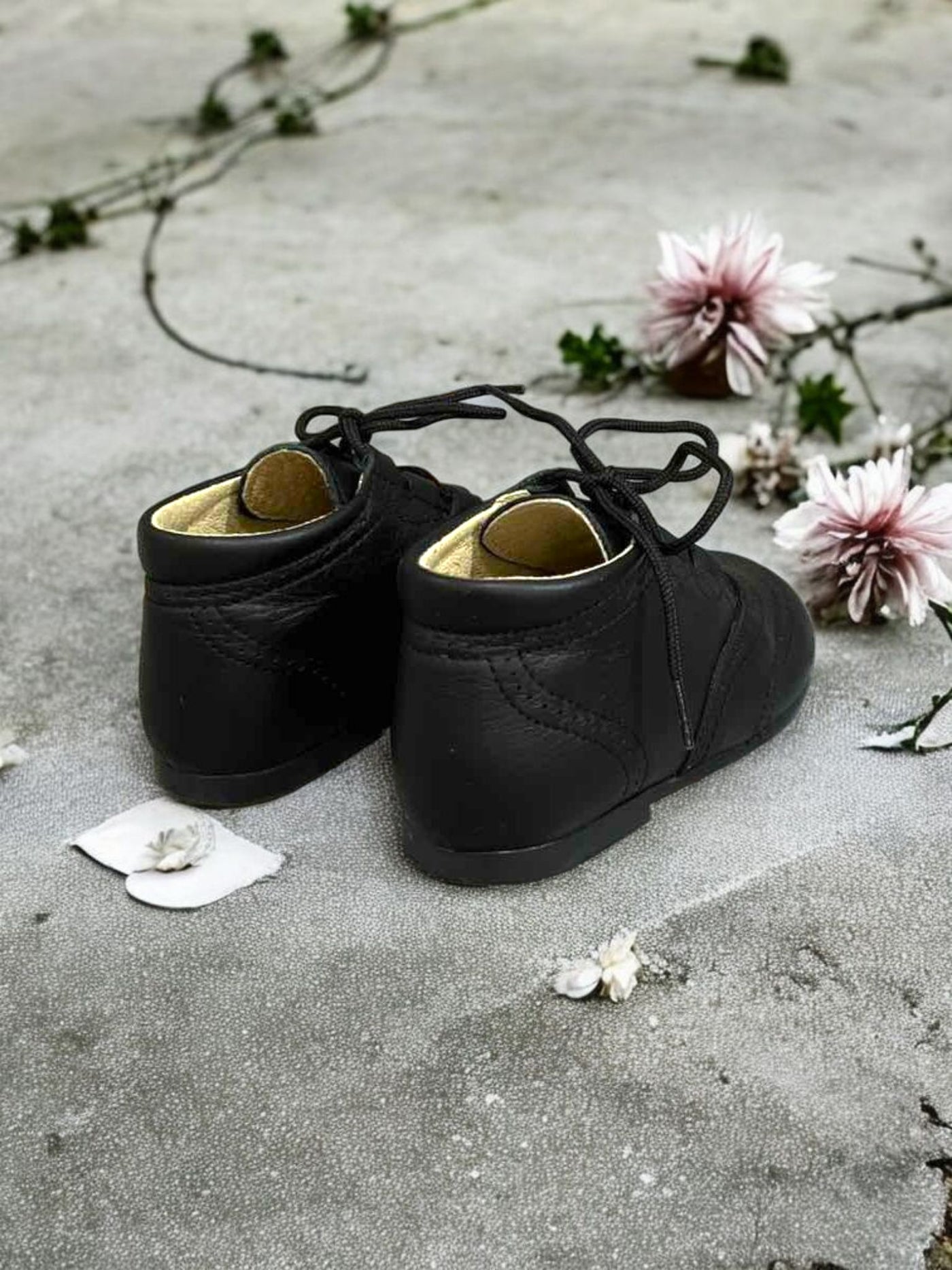Mini Me Boys Black Leather Dress Shoes