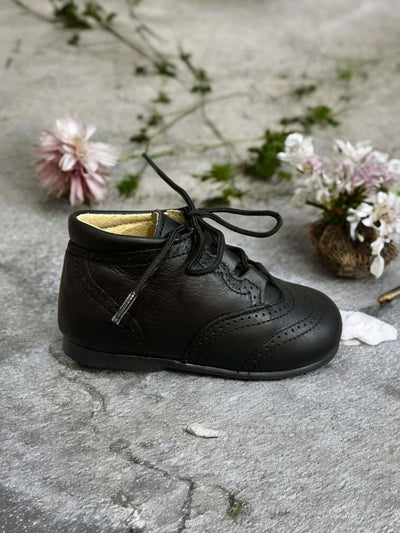 Mini Me Boys Black Leather Dress Shoes
