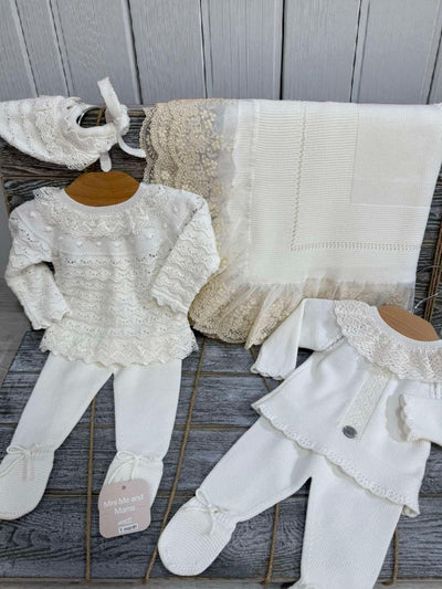 Baby Girl’s 2-Piece Knitted Set in Off-White Color