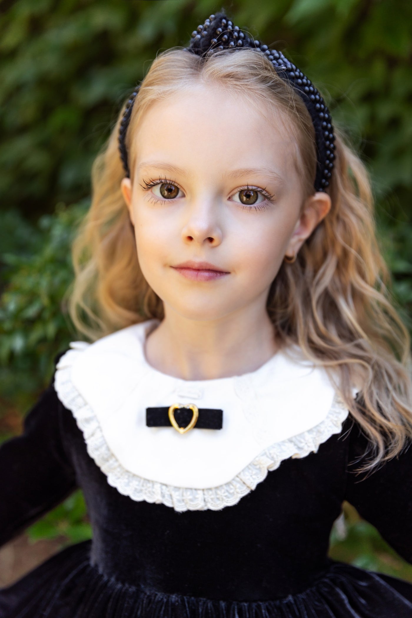 Girls Vintage Velvet Embroidered Dress