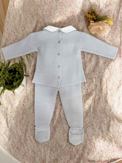 Baby Boy's Eropean Knitted Light Gray 2-Piece Set