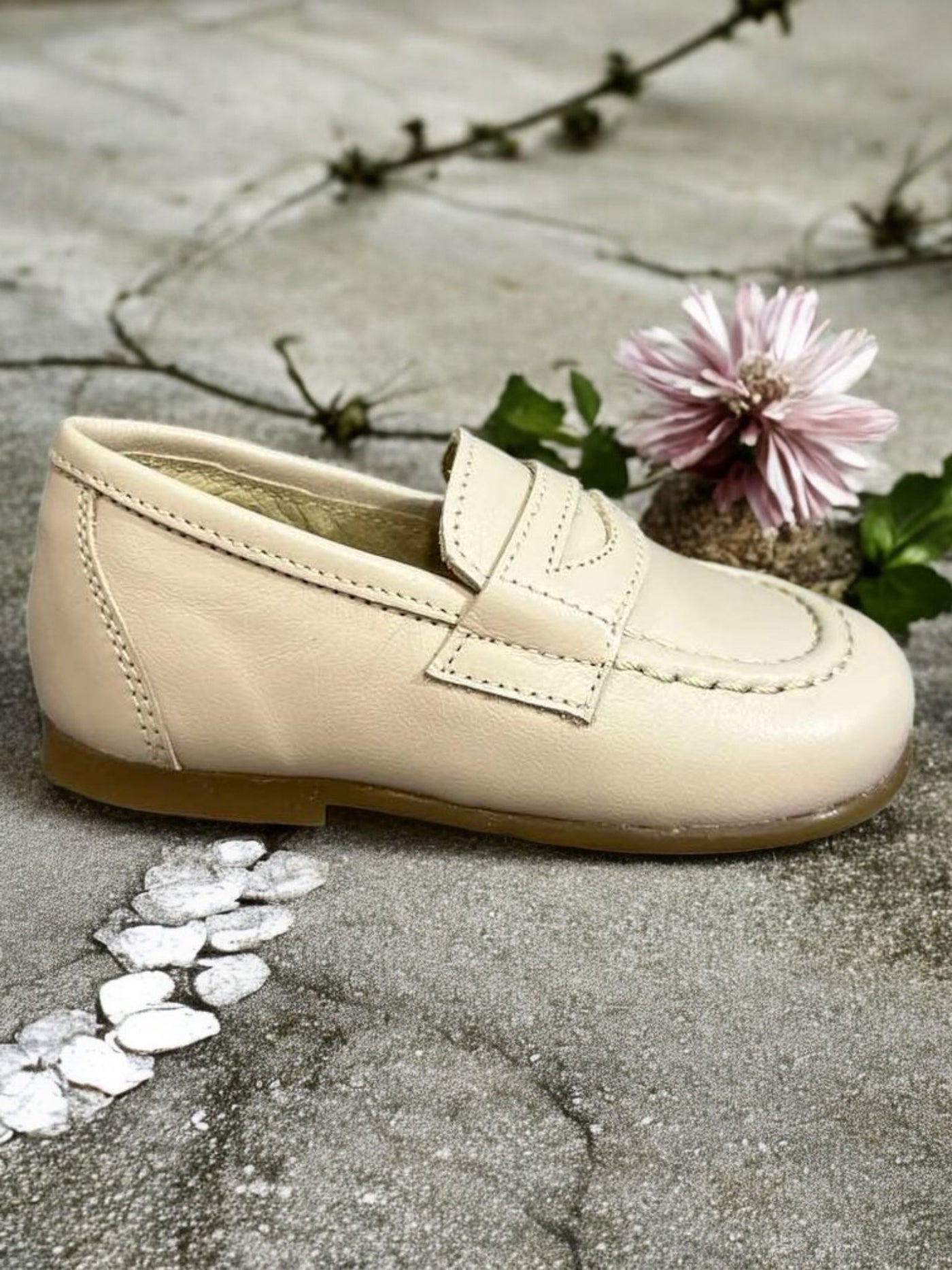 Mini Me Boys Light Beige Leather Dress Shoes