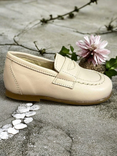 Mini Me Boys Light Beige Leather Dress Shoes