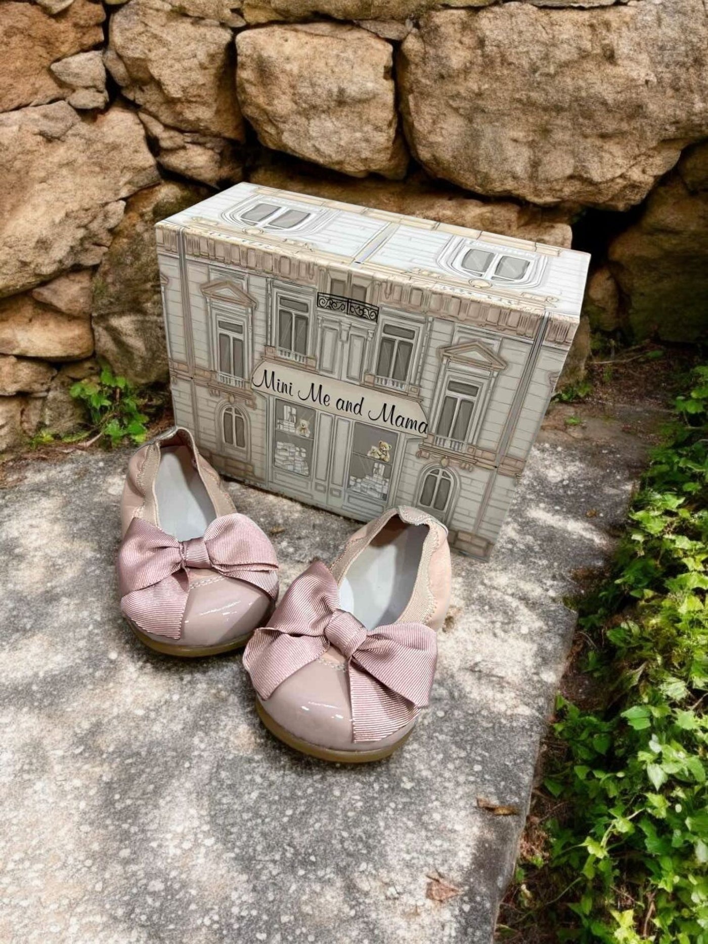 Mini Me Girls Bow Ballet Dusty Pink Flats