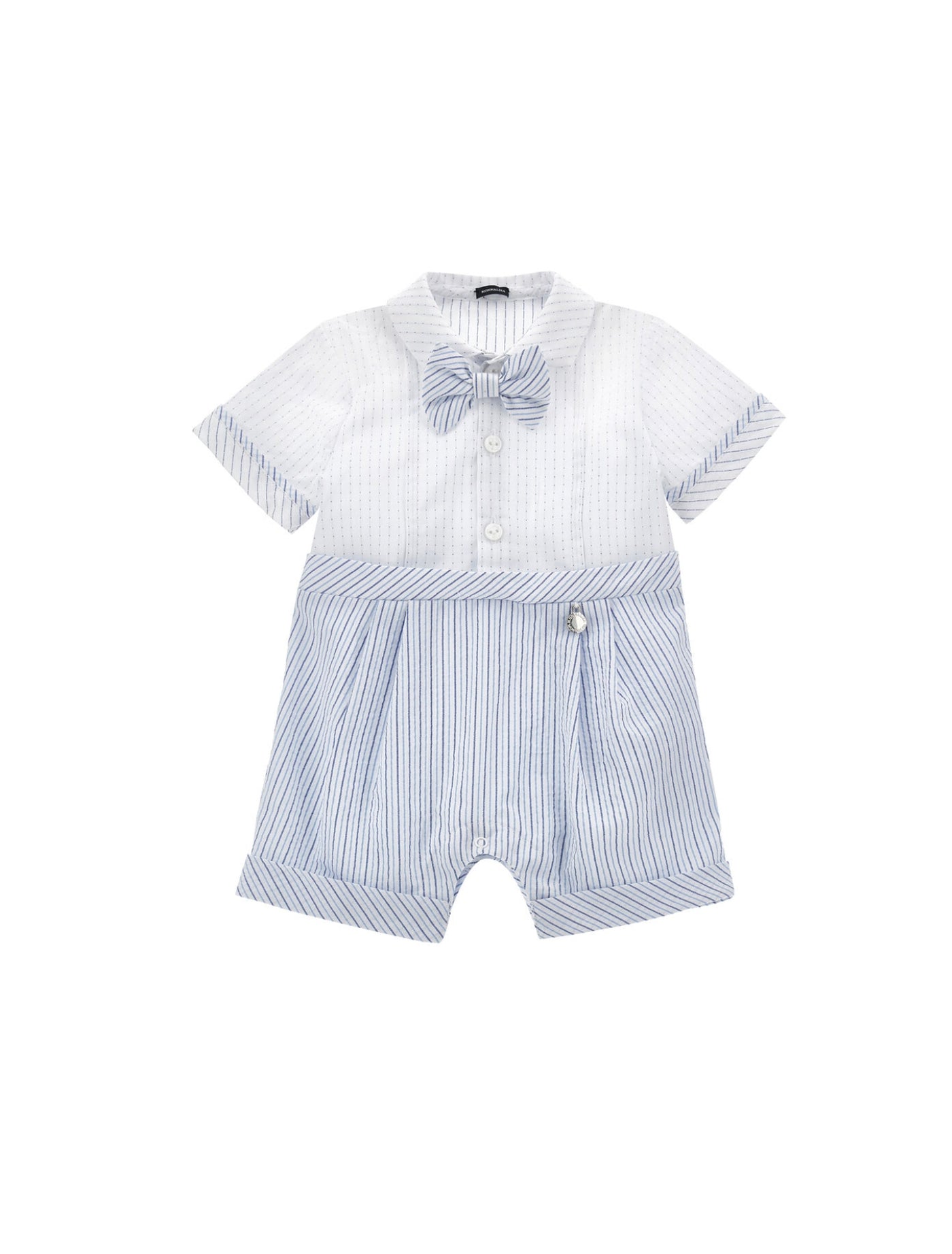 Cotton Striped Jumpsuit with a Bow Tie for Newborn Boys by Monnalisa