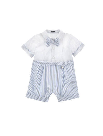 Cotton Striped Jumpsuit with a Bow Tie for Newborn Boys by Monnalisa