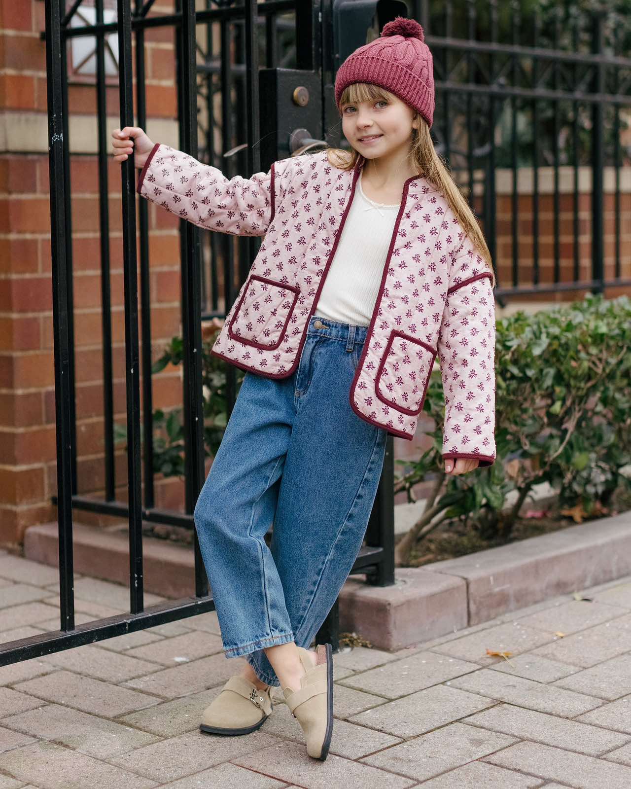 Quilted Jacket in Blush Fleur Color