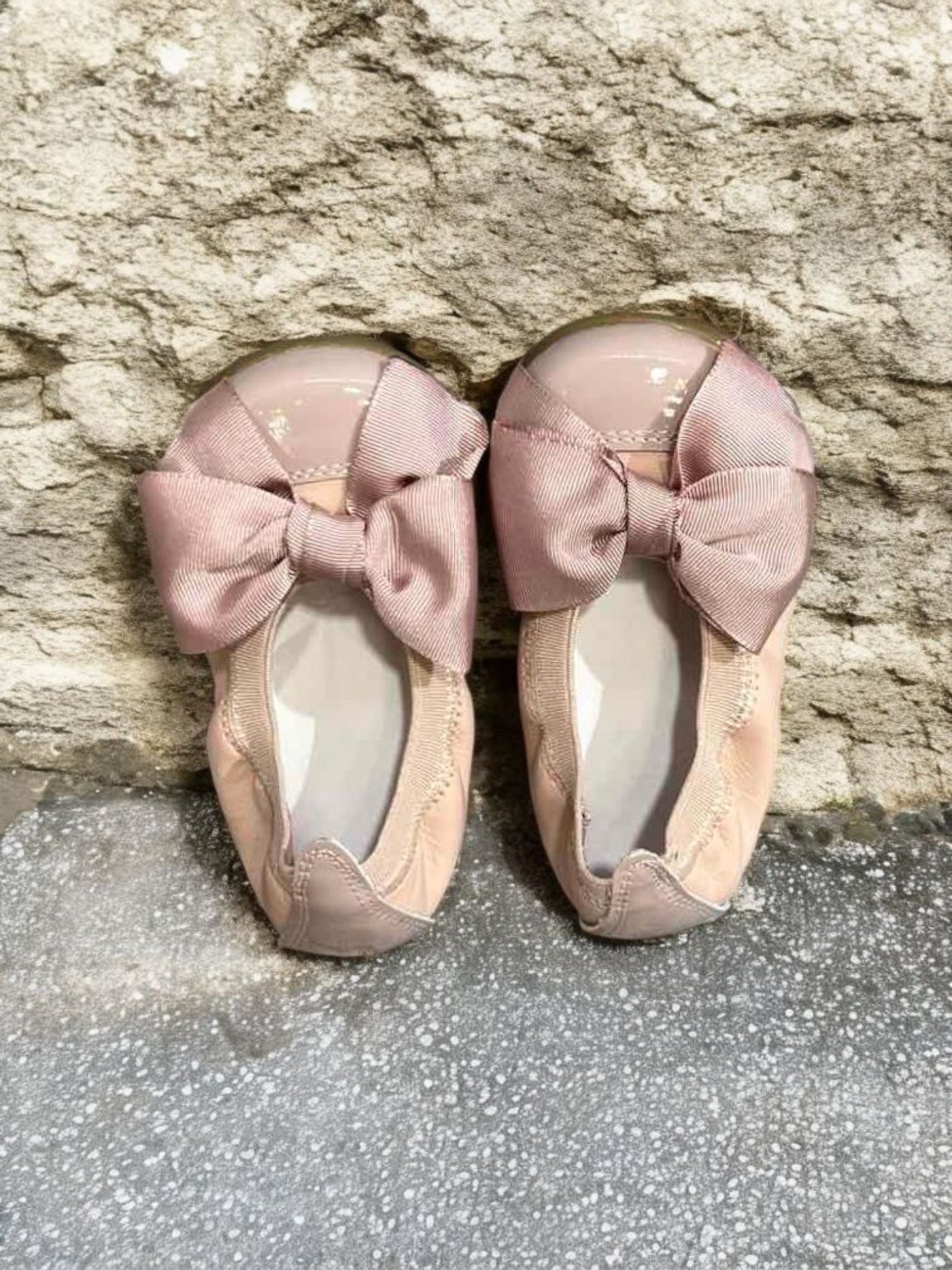 Mini Me Girls Bow Ballet Dusty Pink Flats